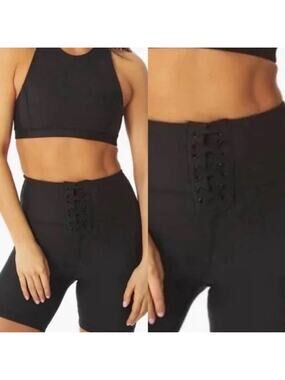 WeWoreWhat Activewear Lace-up Biker Short Black Women's Small NWT